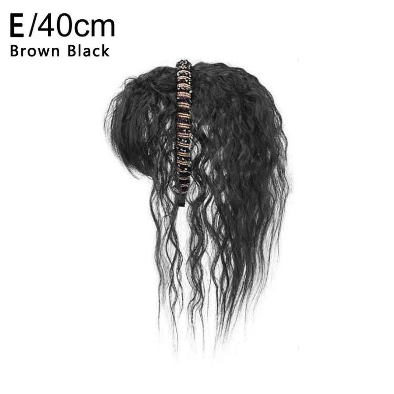 Rhinestone headband with integrated simulated hair, airy bangs, natural and invisible, covers gray hair, wig bangs